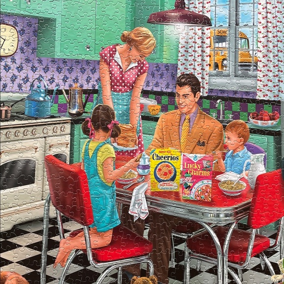 White Mountain Breakfast Table Retro Kitchen Family Puzzle Jigsaw 1000 Pieces - Picture 11 of 12